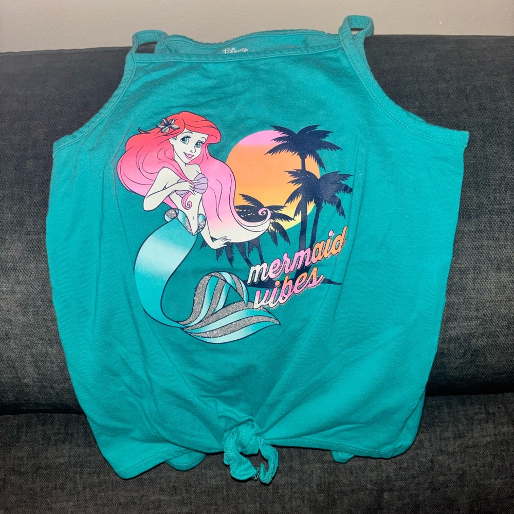 Disney Teal Girls Tank Top with Ariel Mermaid Graphic